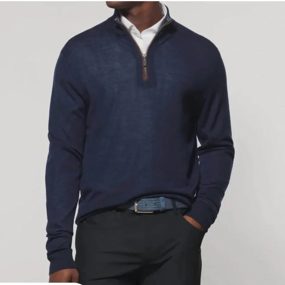 Johnnie-O Baron Wool Blend 1/4 Zip Pullover Sweater In Twilight